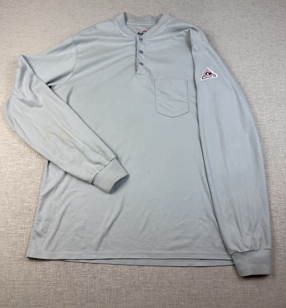 Bulwark FR Henley Shirt Men’s XL Regular Gray Flame Resistant 9.0 ATPV